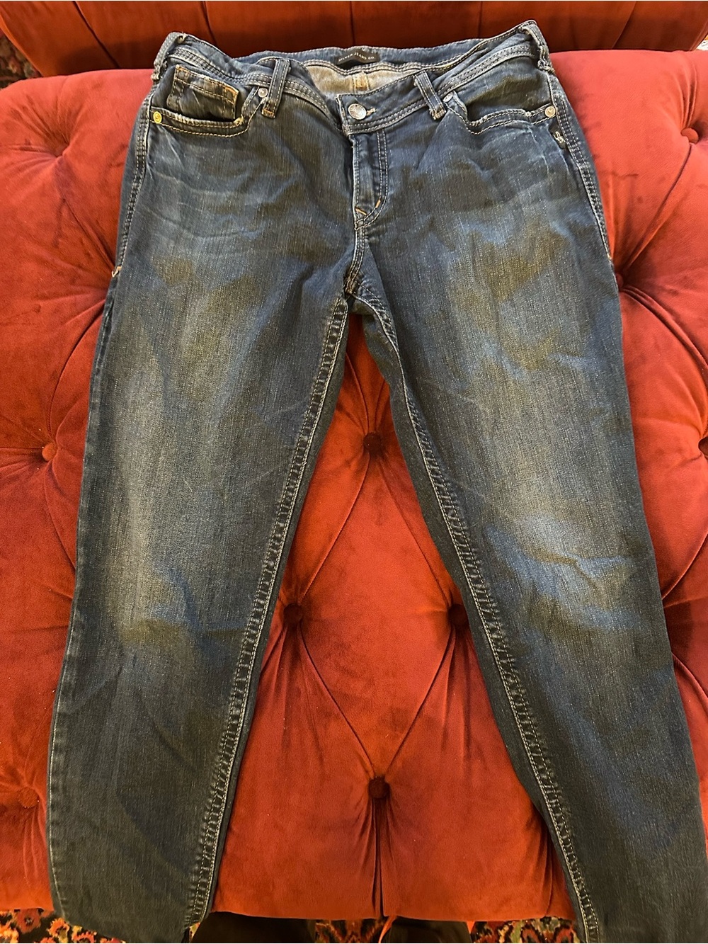 Women's Dark Blue Denim Jeans-Silver Jeans